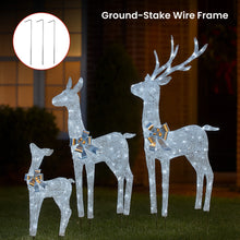 Set of 3 Pre-Lit Christmas Reindeer Displays with 260 Cool White LEDs