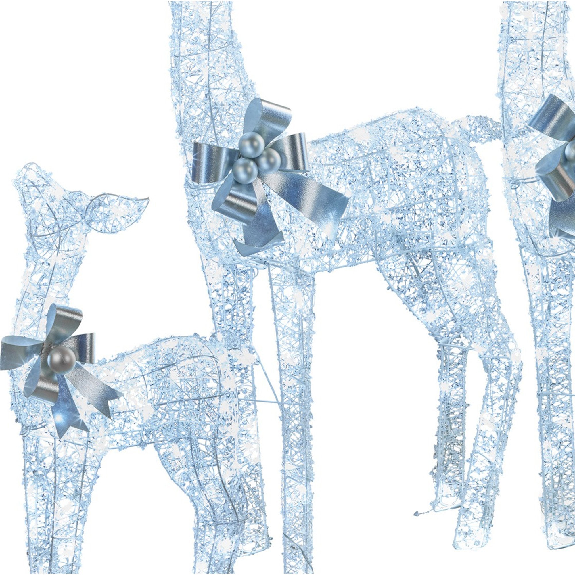 Set of 3 Pre-Lit Christmas Reindeer Displays with 260 Cool White LEDs
