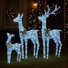 Set of 3 Pre-Lit Christmas Reindeer Displays with 260 Cool White LEDs