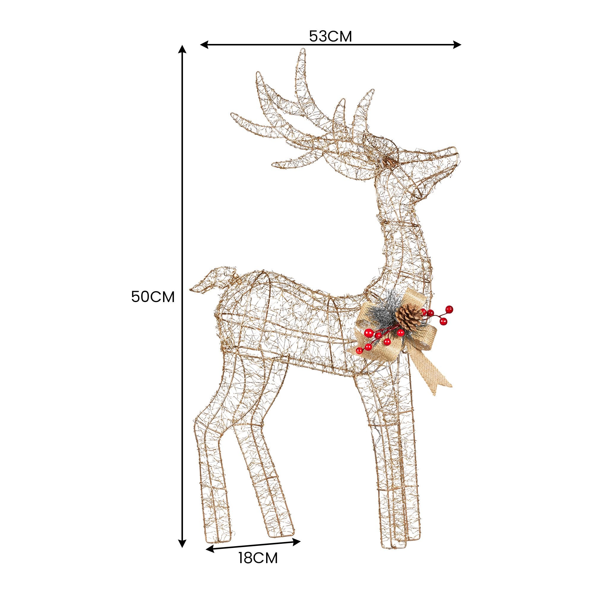 50CM Reindeer Motif Light – Warm White LEDs 170 Lights