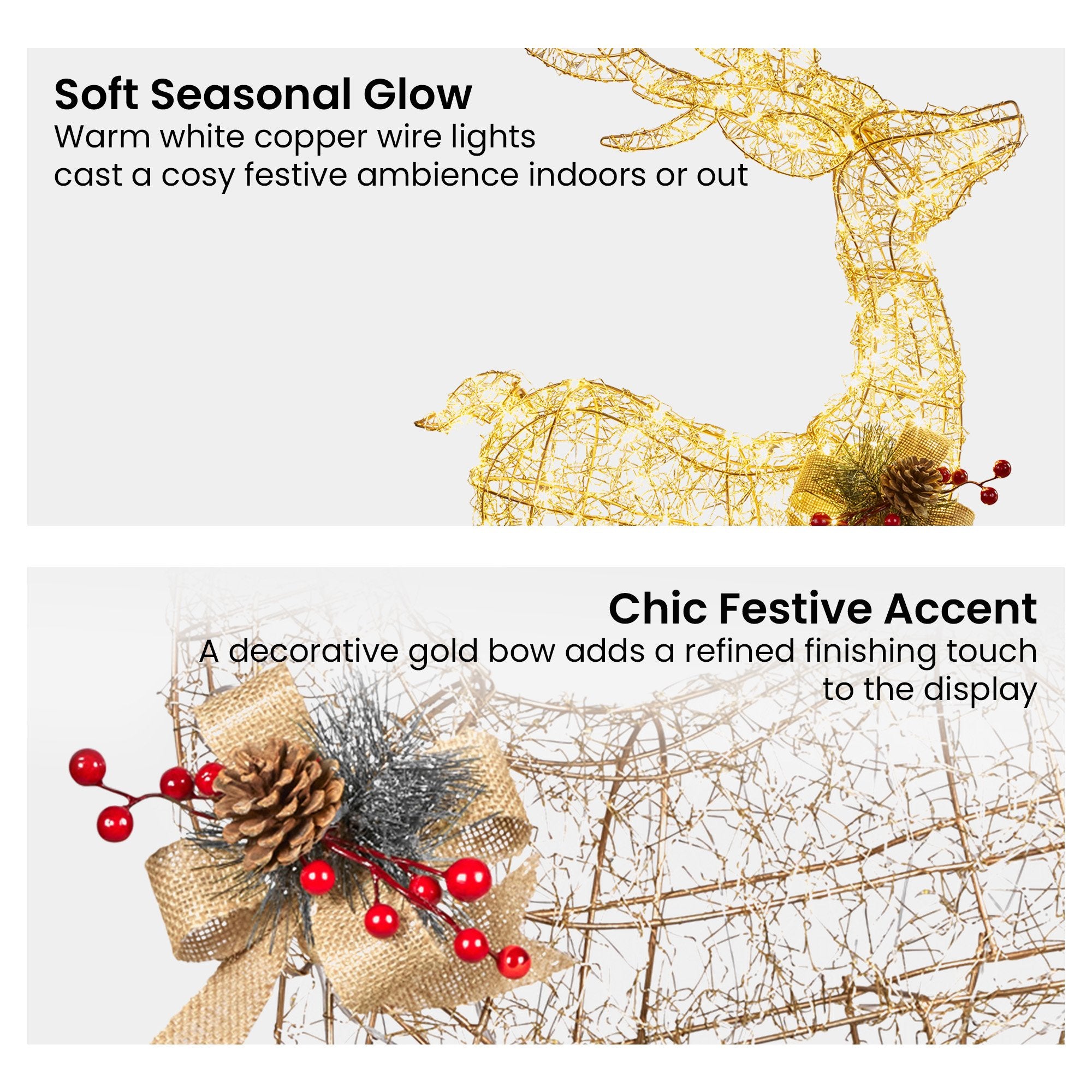 50CM Reindeer Motif Light – Warm White LEDs 170 Lights