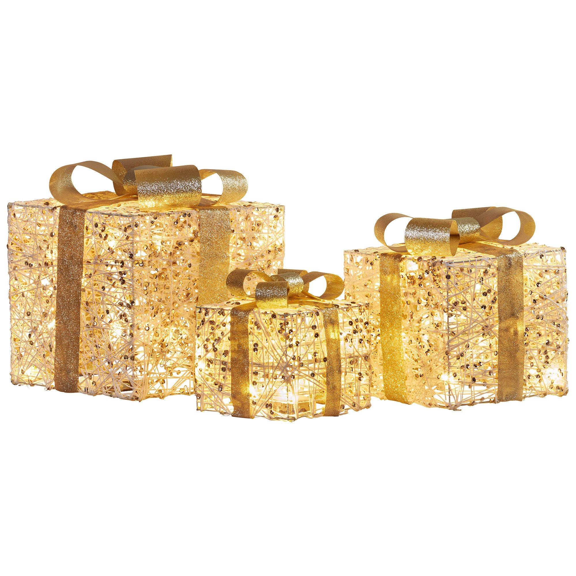3PCS Gift Box Motif Light Set – 60 Warm White LED Lights