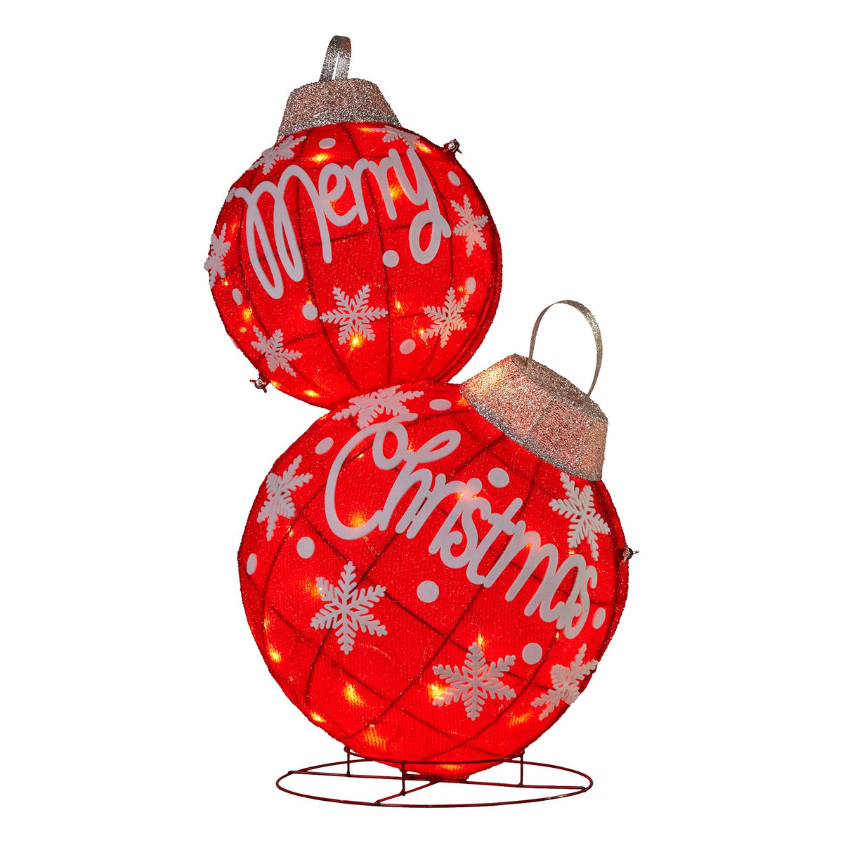 90CM Double Christmas Bauble Display with 50 LED Lights