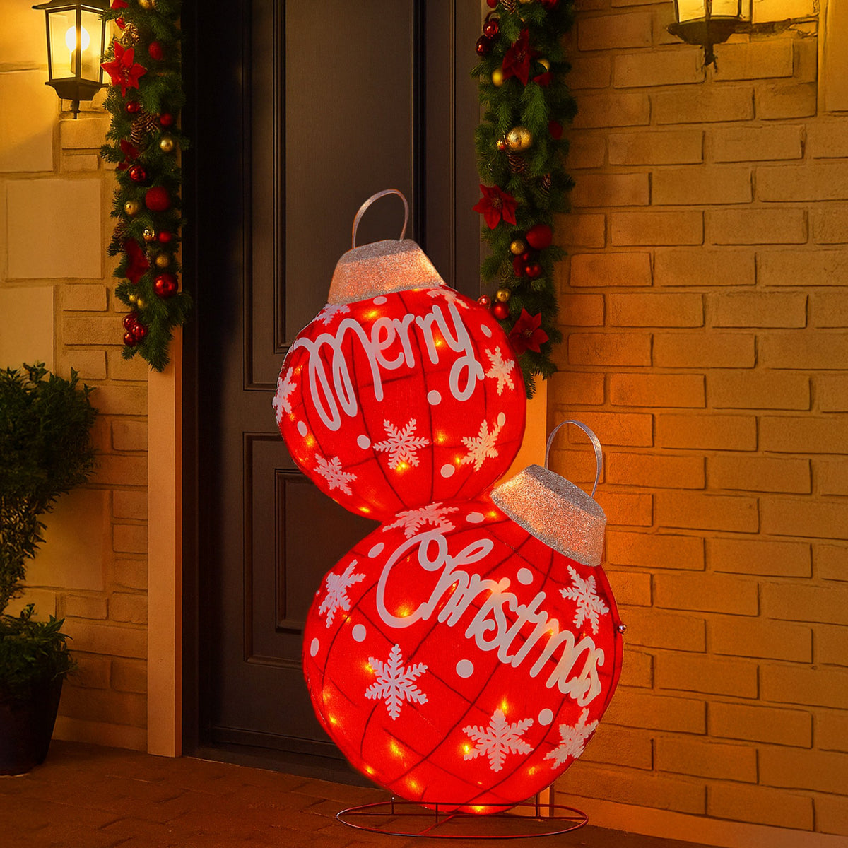 90CM Double Christmas Bauble Display with 50 LED Lights