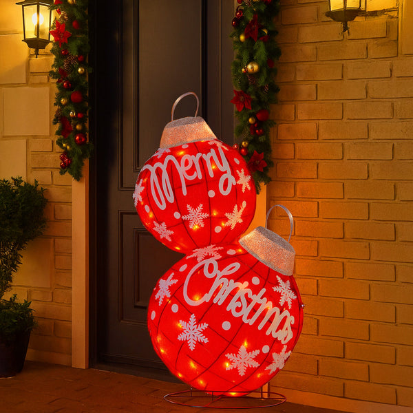 90CM Double Christmas Bauble Display with 50 LED Lights