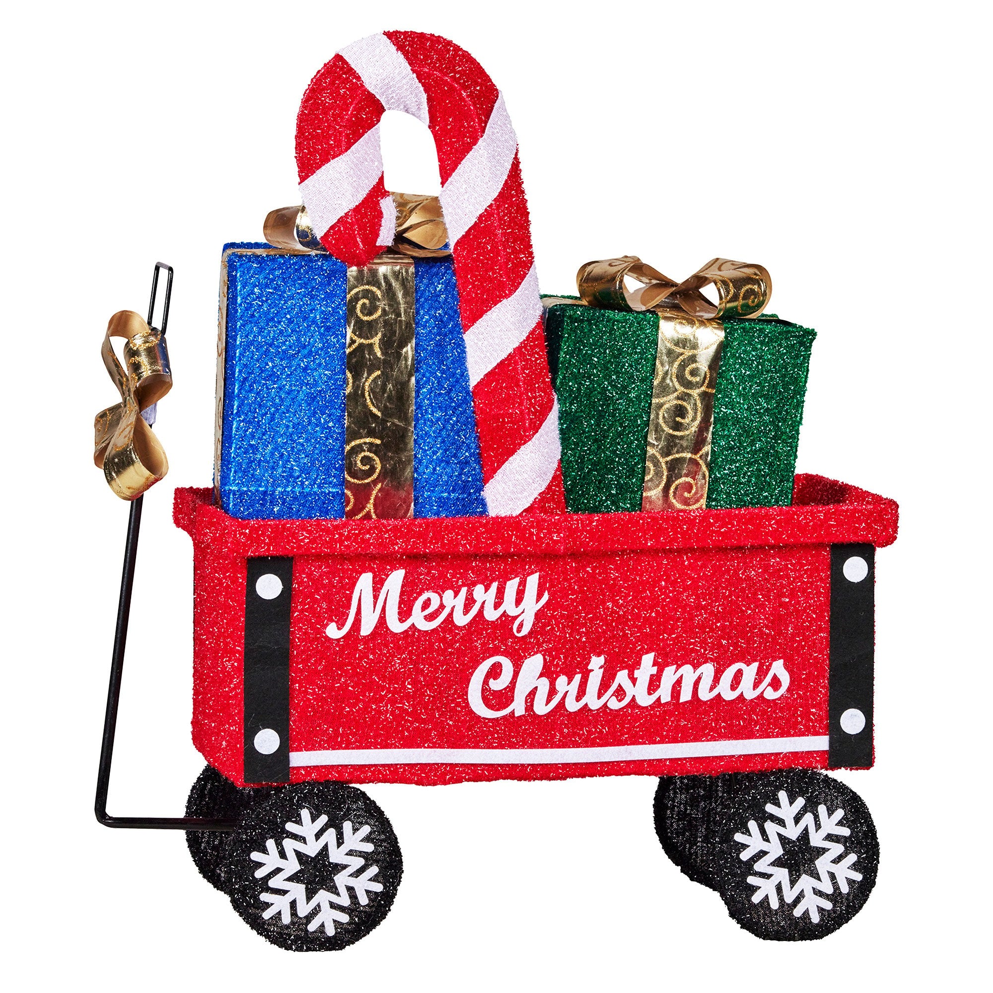66CM Cart Motif Light with Candy Cane & Presents – Warm White LEDs 60 Lights