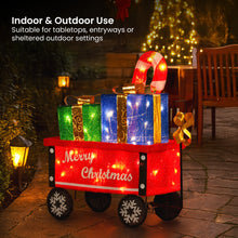 66CM Cart Motif Light with Candy Cane & Presents – Warm White LEDs 60 Lights