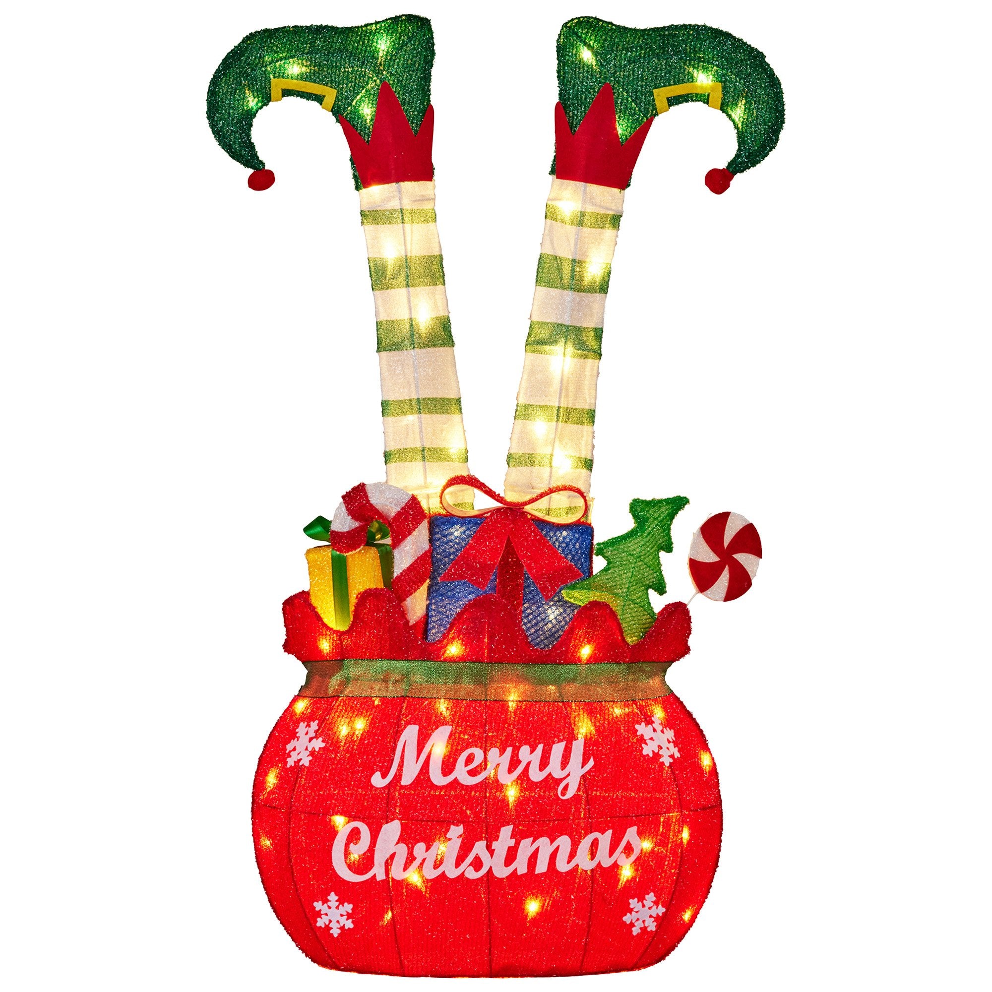 86CM Elf Motif Light in Gift Sack – Warm White LEDs 60 Lights