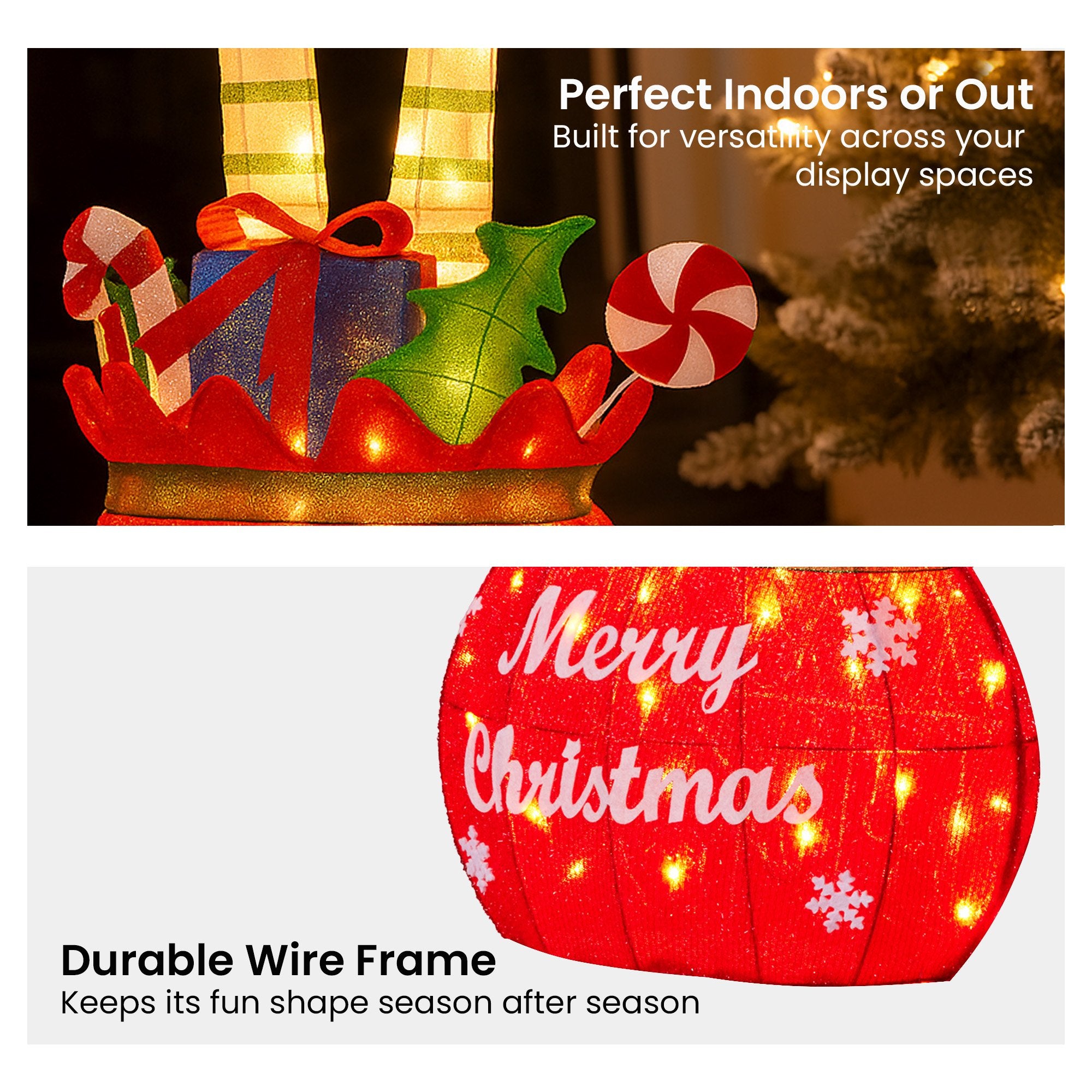 86CM Elf Motif Light in Gift Sack – Warm White LEDs 60 Lights
