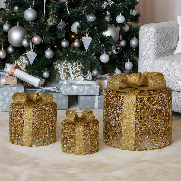 3PCS Gift Box Motif Light Set – 65 Warm White LED Lights