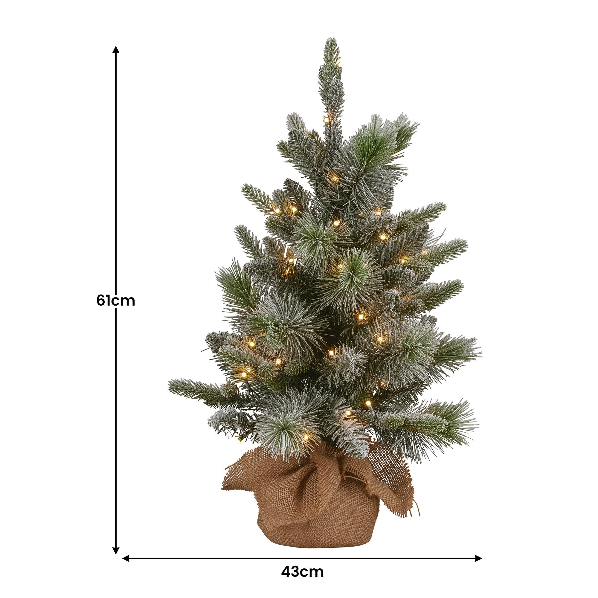 61CM Snowy Stamford Spruce Christmas Tree – 164 Tips, 50 Multicolour LED Lights