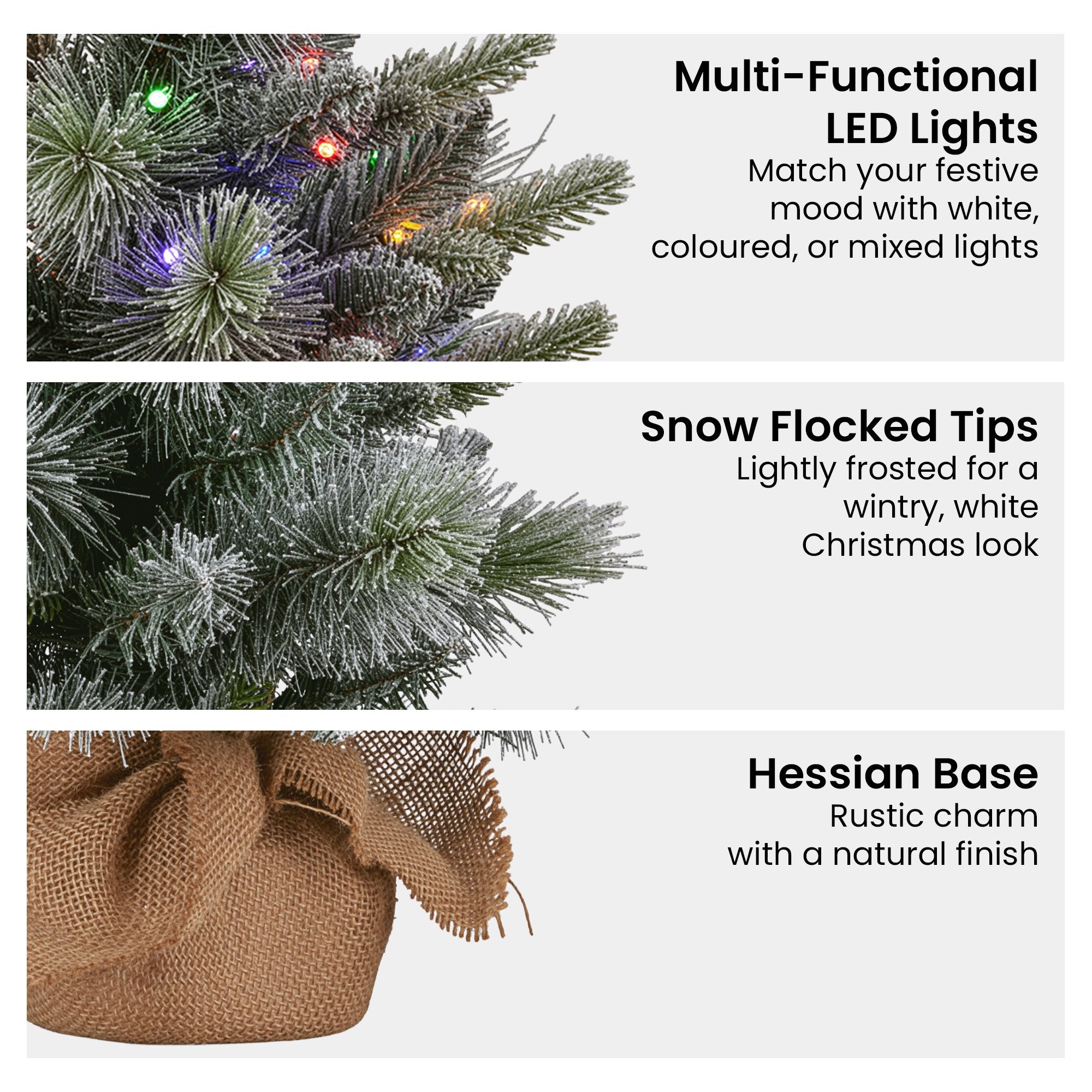 61CM Snowy Stamford Spruce Christmas Tree – 164 Tips, 50 Multicolour LED Lights