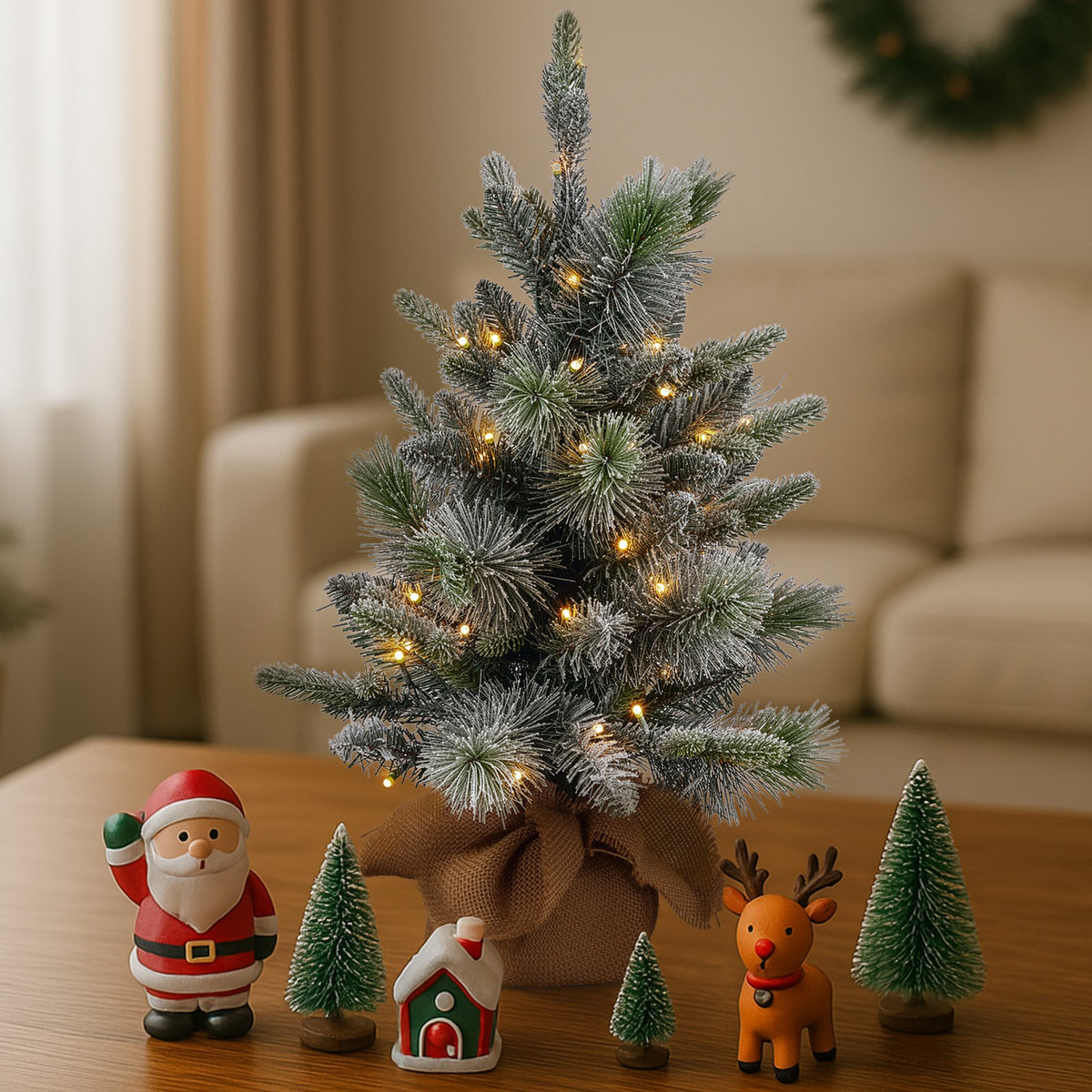 61CM Snowy Stamford Spruce Christmas Tree – 164 Tips, 50 Multicolour LED Lights