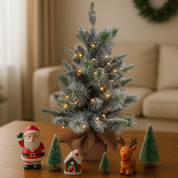 61CM Pre-Lit Snowy Stamford Spruce Tabletop Christmas Tree with 50 LEDs