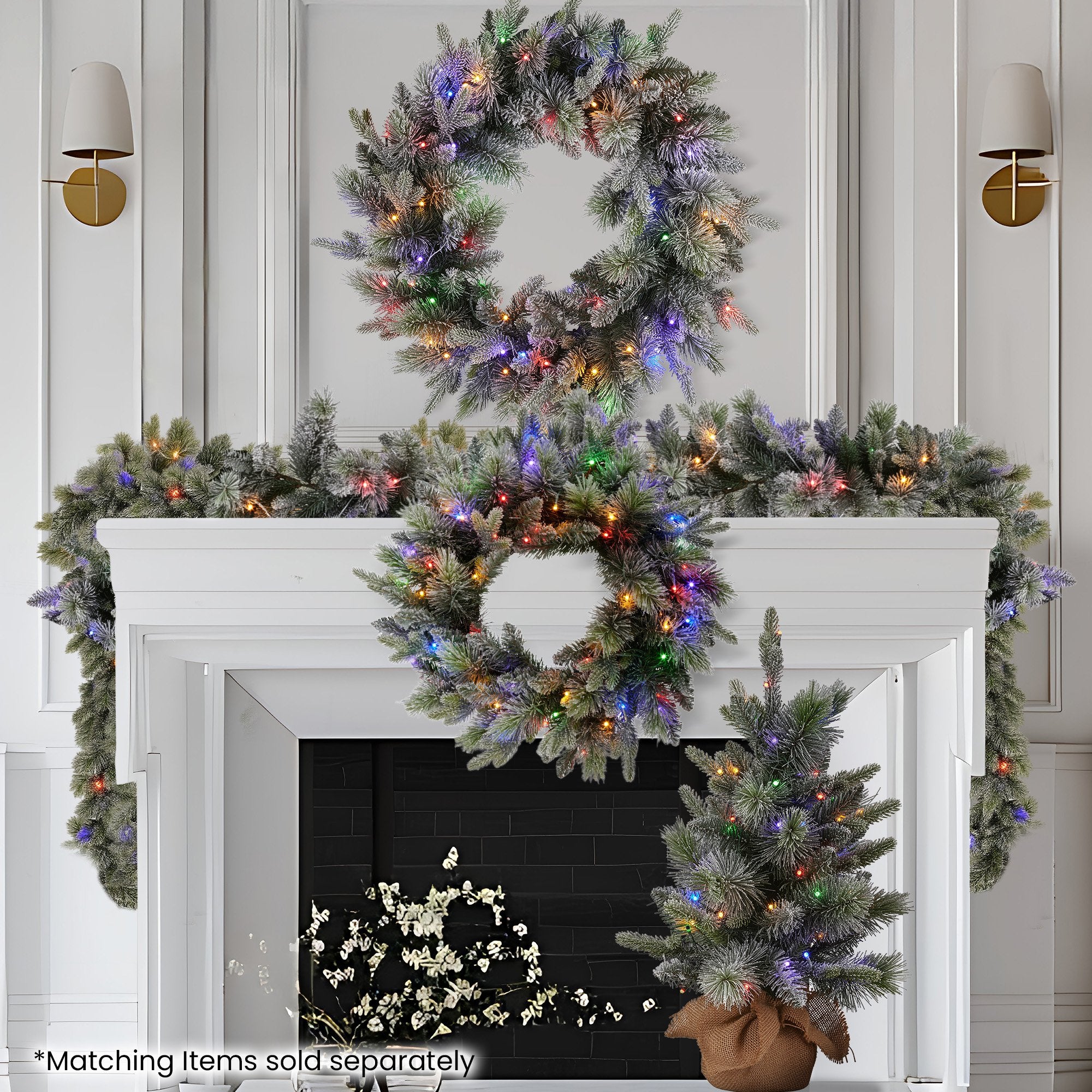 61CM Snowy Stamford Spruce Christmas Tree – 164 Tips, 50 Multicolour LED Lights