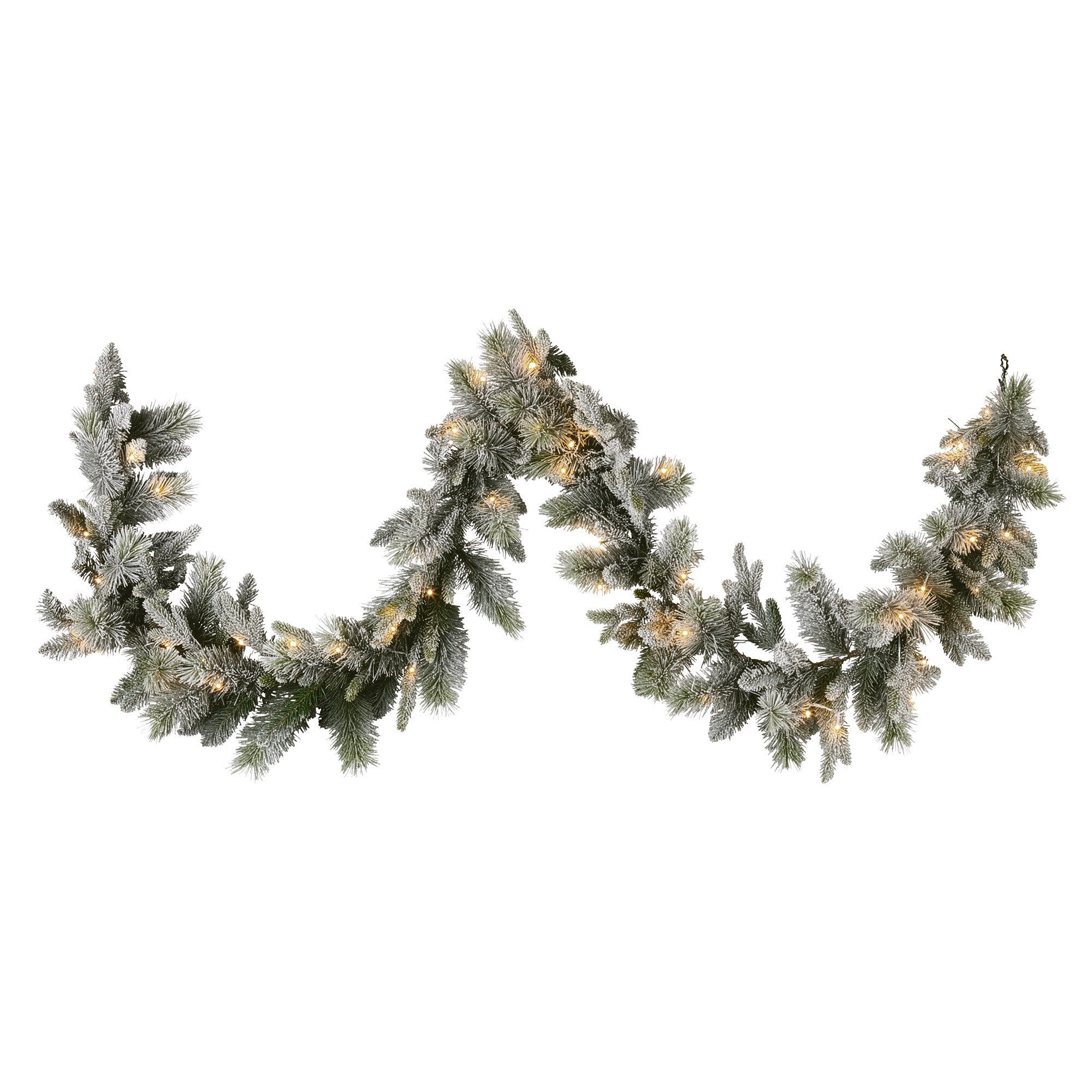 2.7M Pre-Lit Snowy Christmas Garland – 350 Tips, 50 LED