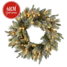 61cm Pre-Lit Snowy Christmas Wreath – 160 Tips, 50 LED Multi Function