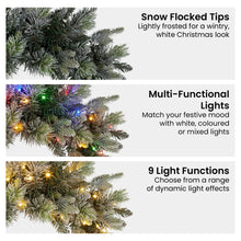 61cm Pre-Lit Snowy Christmas Wreath – 160 Tips, 50 LED Multi Function