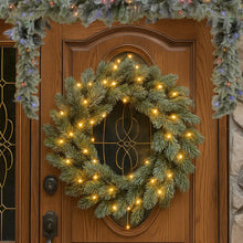 61cm Pre-Lit Snowy Christmas Wreath – 160 Tips, 50 LED Multi Function