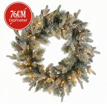 76cm Pre-Lit Snowy Christmas Wreath – 238 Tips, 50 LED Multi Function