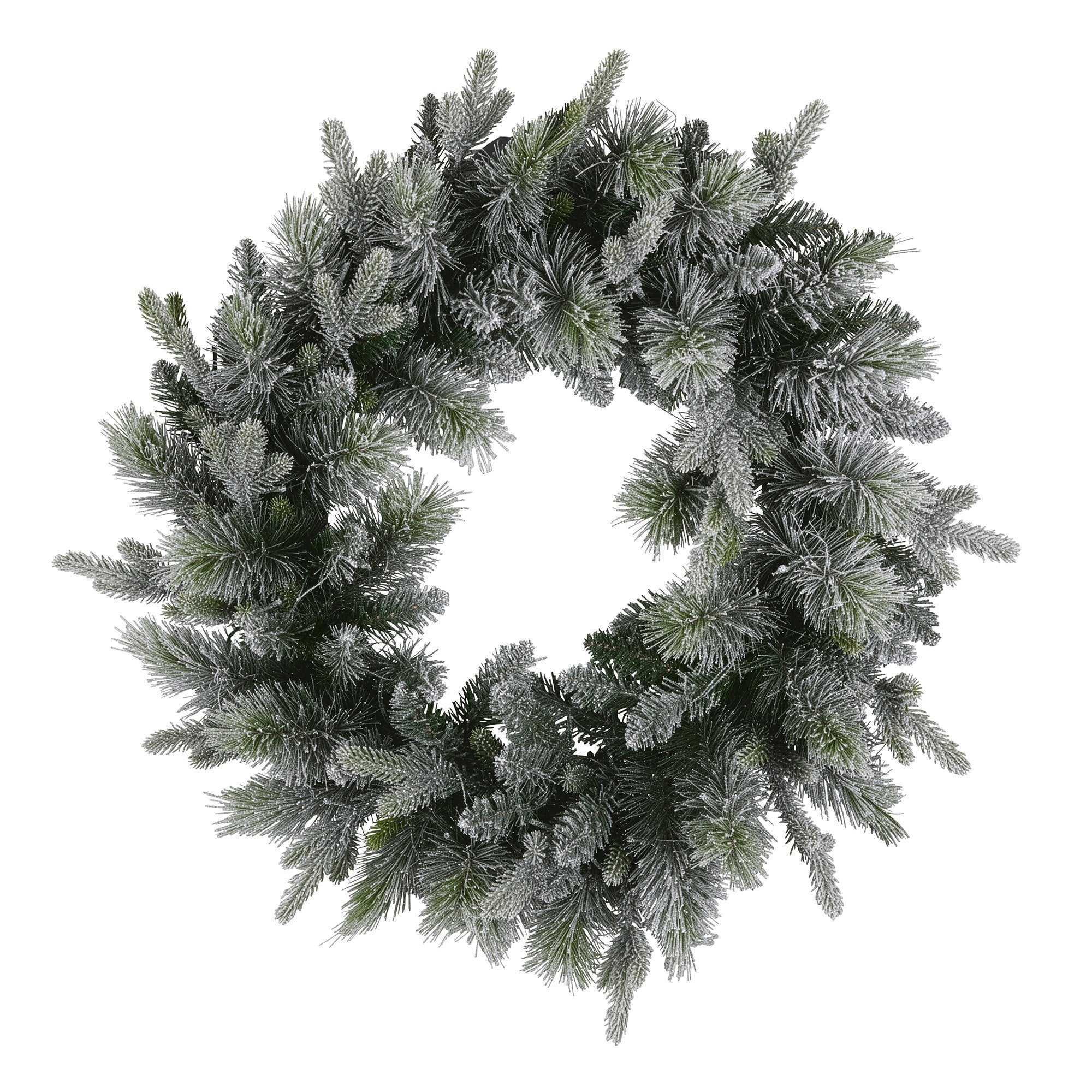 76cm Pre-Lit Snowy Christmas Wreath – 238 Tips, 50 LED Multi Function