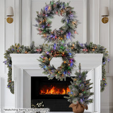 76CM Snow-Flocked Christmas Wreath with 50 LED Lights