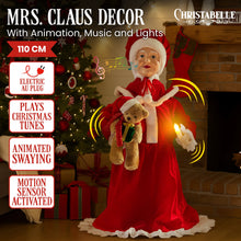 110CM Animated Musical Mrs Claus with LED Candle & Motion Sensor