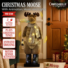 110CM Animated Musical Christmas Moose with LED Lantern & Motion Sensor