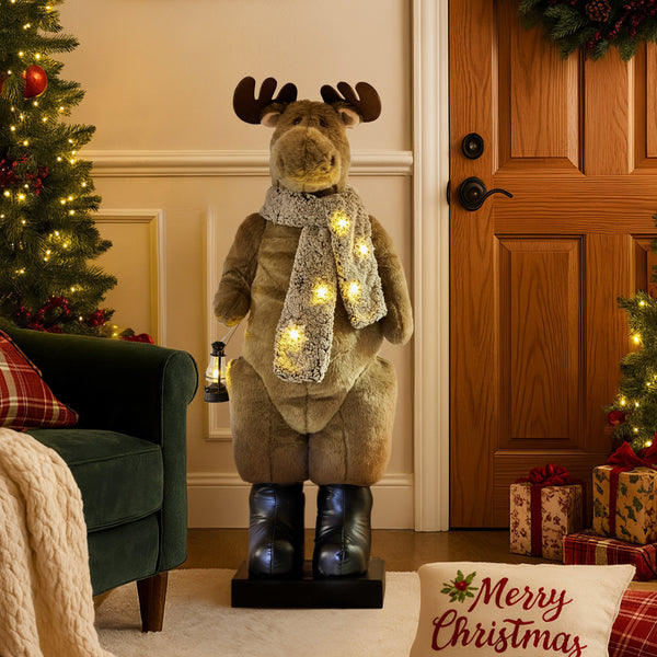 110cm Animated Musical Christmas Moose Decoration – LED Lantern