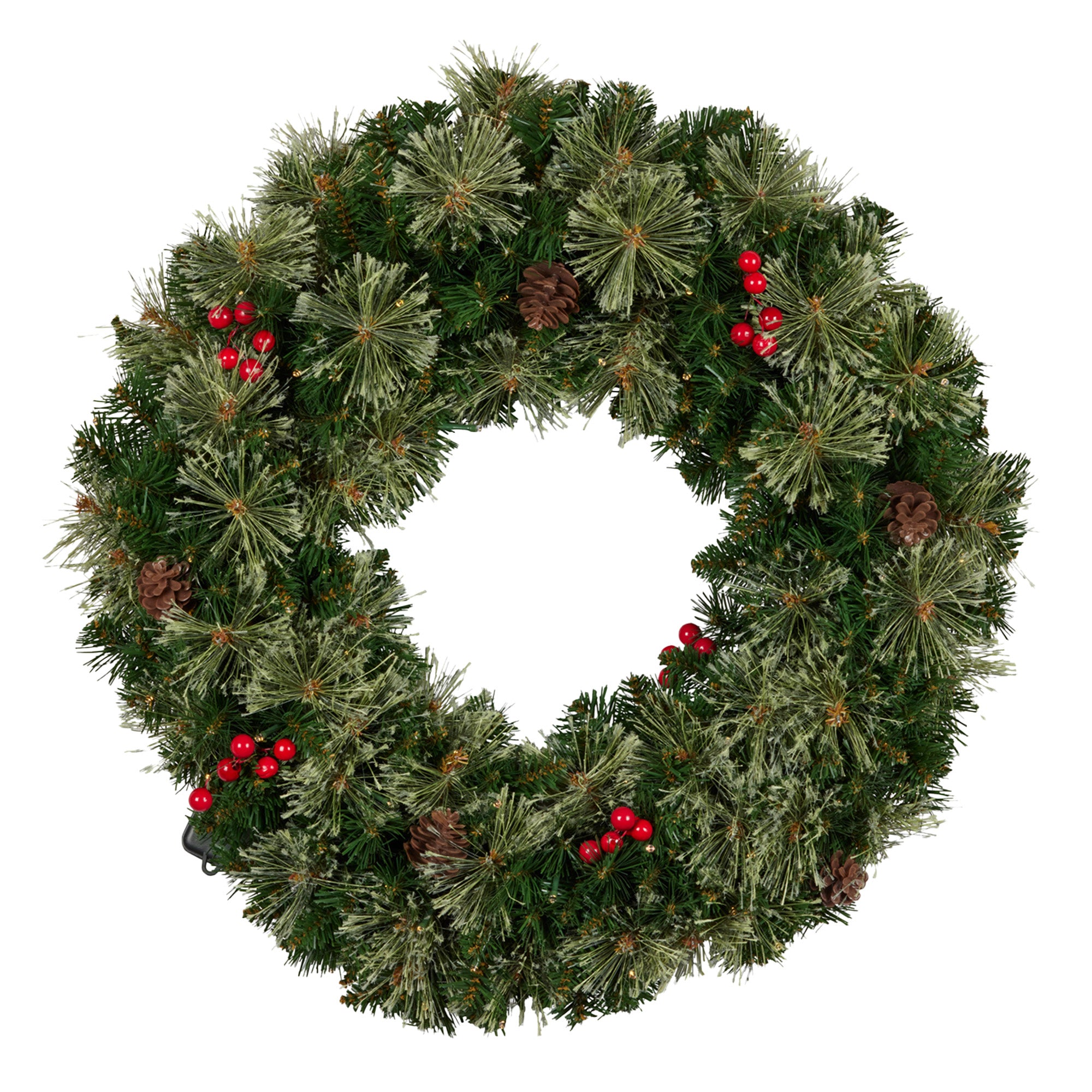 61CM Bristle Berry Christmas Wreath with 60 LED Lights