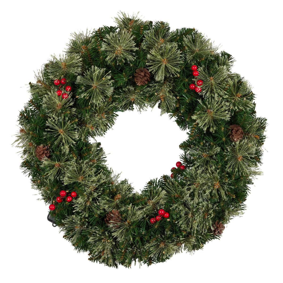 61CM Bristle Berry Christmas Wreath with 60 LED Lights