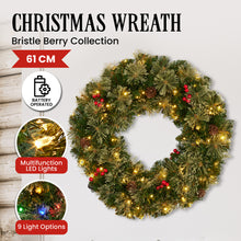 61CM Bristle Berry Christmas Wreath with 60 LED Lights