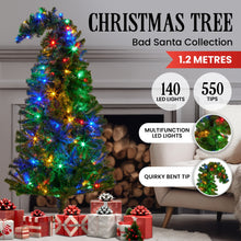 4FT Bad Santa Curved Pre-Lit Christmas Tree with 140 Multi-Function LEDs