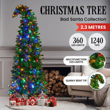 7.5FT Bad Santa Curved Pre-Lit Christmas Tree – 360 Multi-Colour LEDs