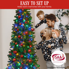 7.5FT Bad Santa Curved Pre-Lit Christmas Tree – 360 Multi-Colour LEDs