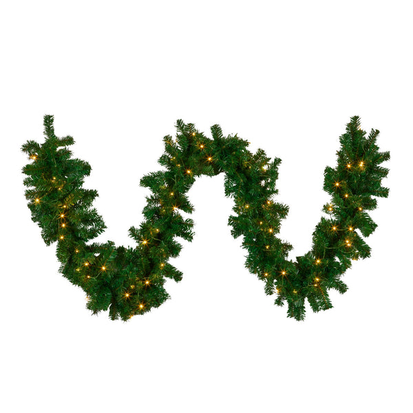2.7M Pre-Lit Chadwick Christmas Garland with 80 Warm White LEDs