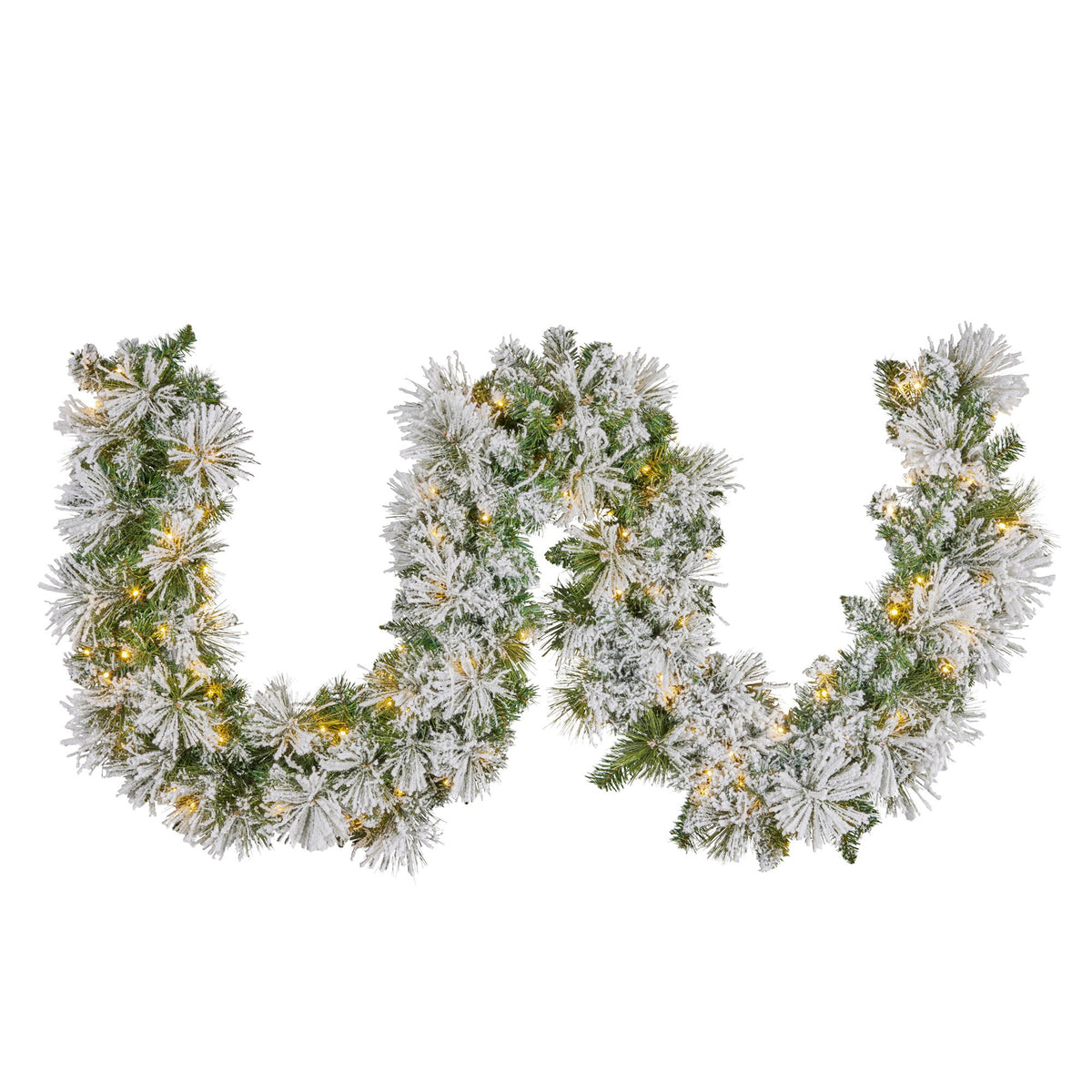 2.7M Snow-Flocked Christmas Garland with 100 LED Lights