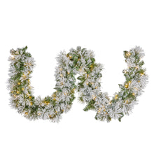 2.7M Snow-Flocked Christmas Garland with 100 LED Lights