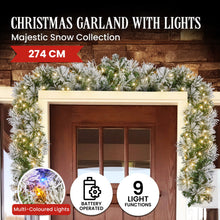 2.7M Snow-Flocked Christmas Garland with 100 LED Lights