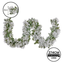 2.7M Snow-Flocked Christmas Garland with 100 LED Lights