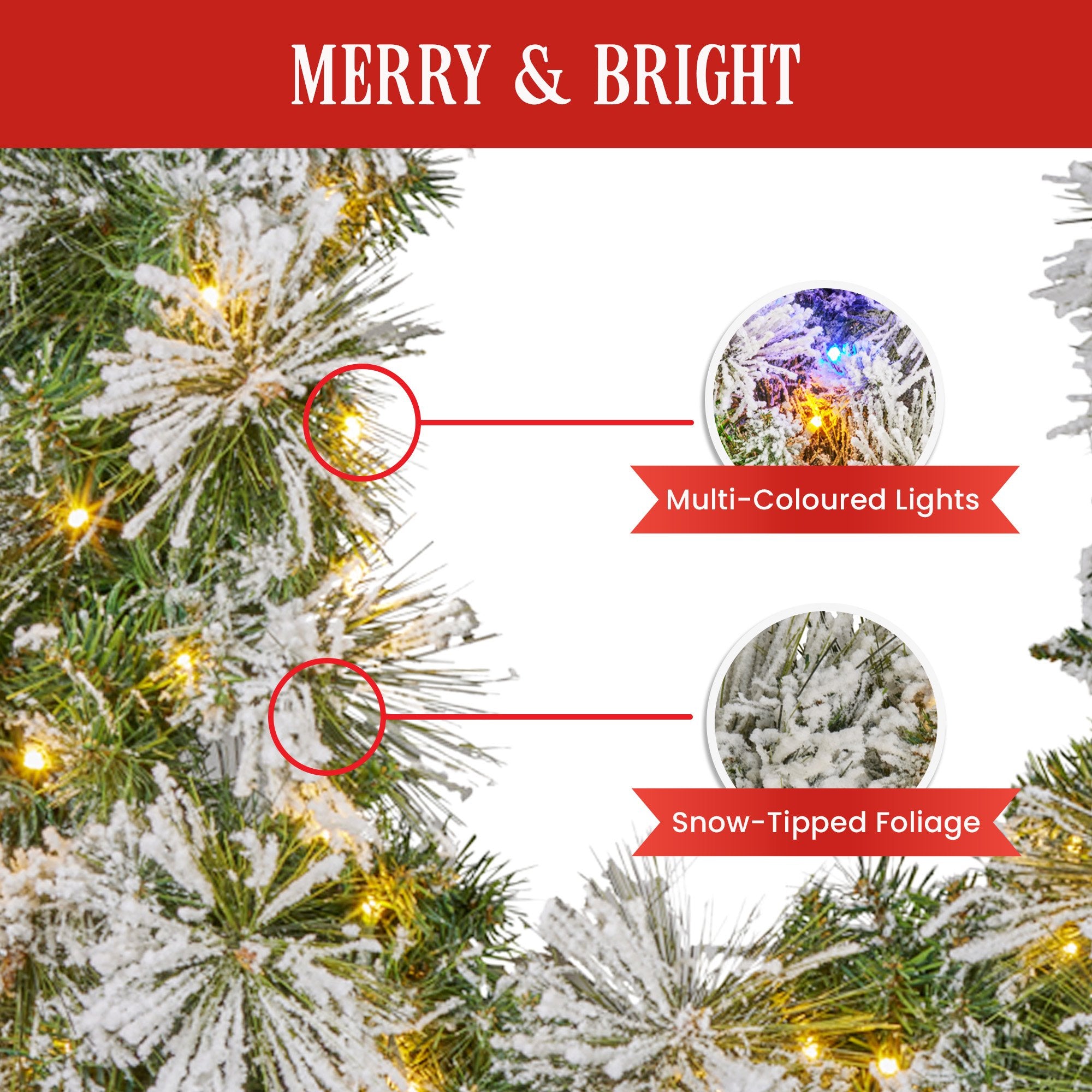 2.7M Snow-Flocked Christmas Garland with 100 LED Lights