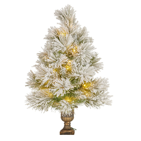 61CM Snow-Flocked Tabletop Christmas Tree with 25 LED Lights