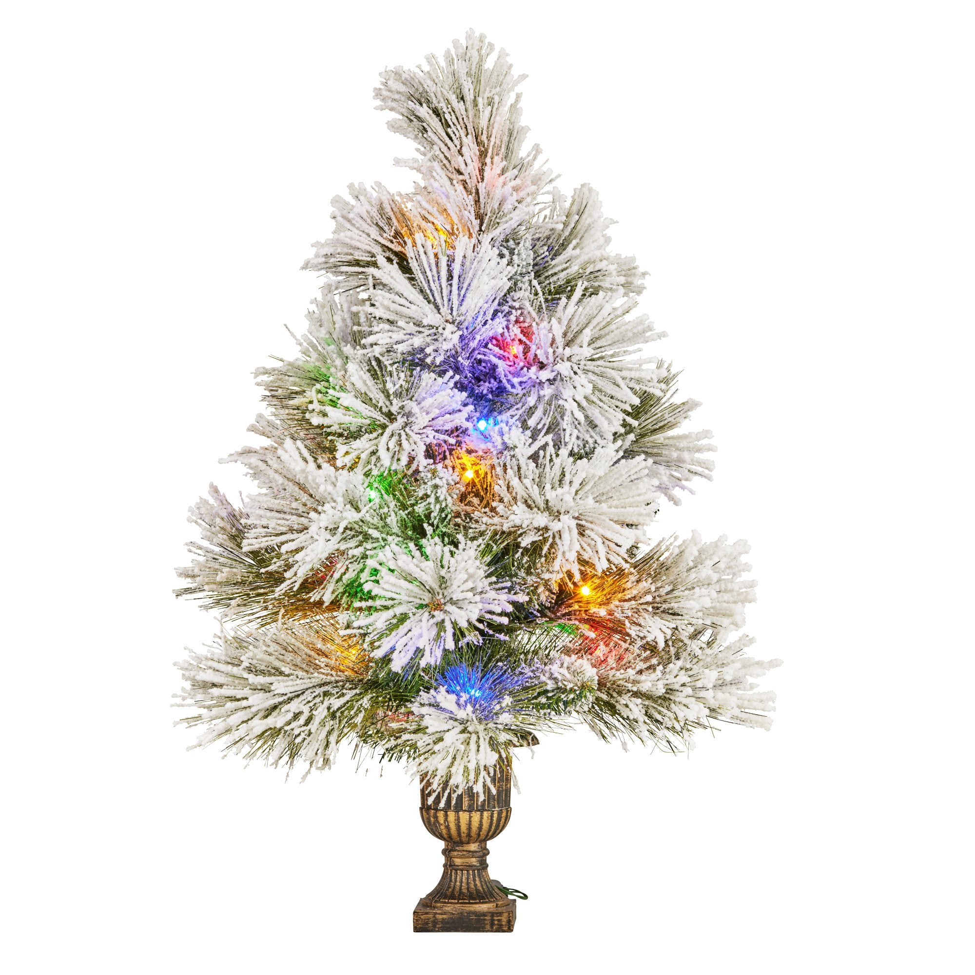 61CM Snow Tabletop Christmas Tree – 50 Tips, 25 Multicolour LED Lights