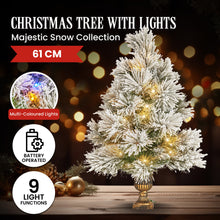 61CM Snow Tabletop Christmas Tree – 50 Tips, 25 Multicolour LED Lights