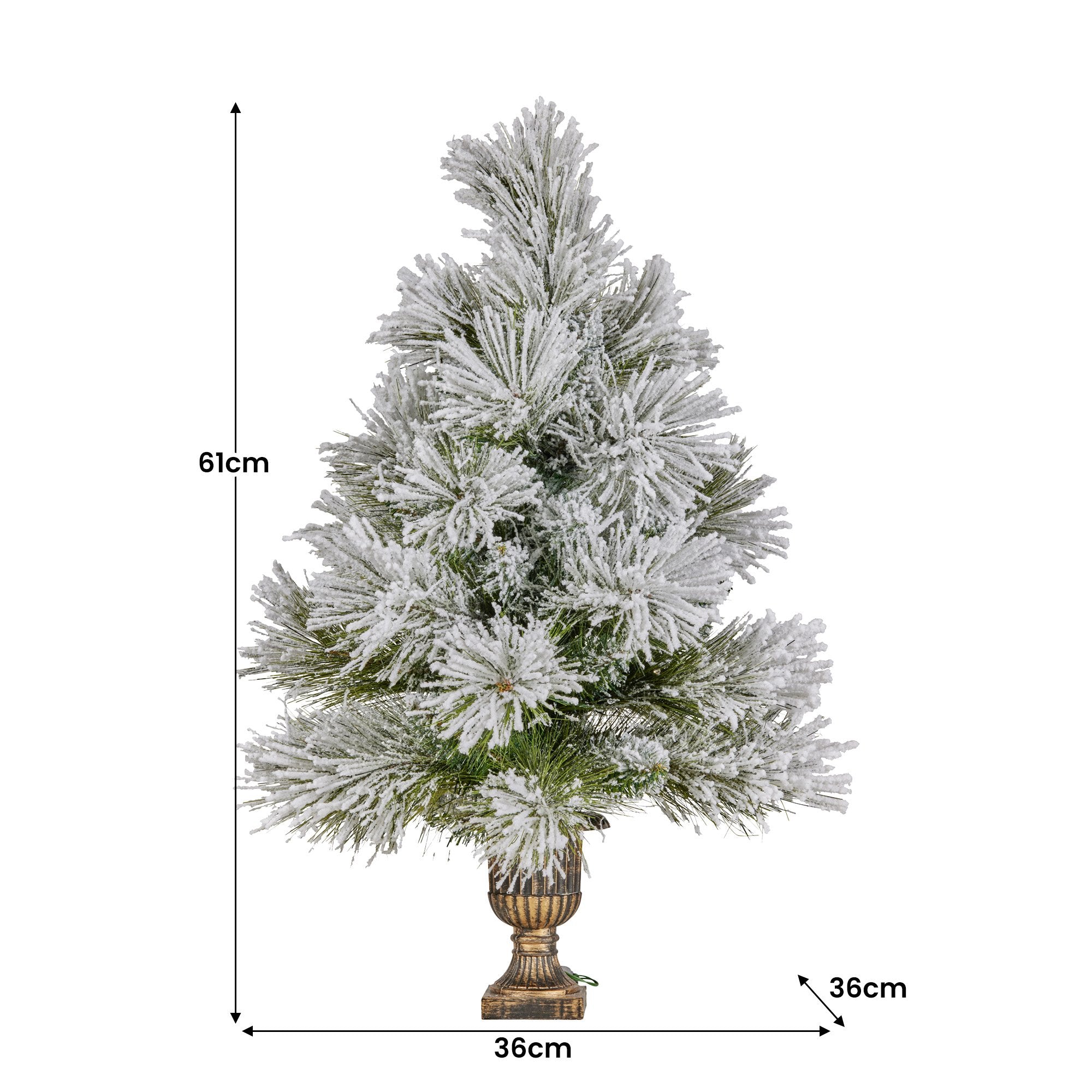 61CM Snow Tabletop Christmas Tree – 50 Tips, 25 Multicolour LED Lights