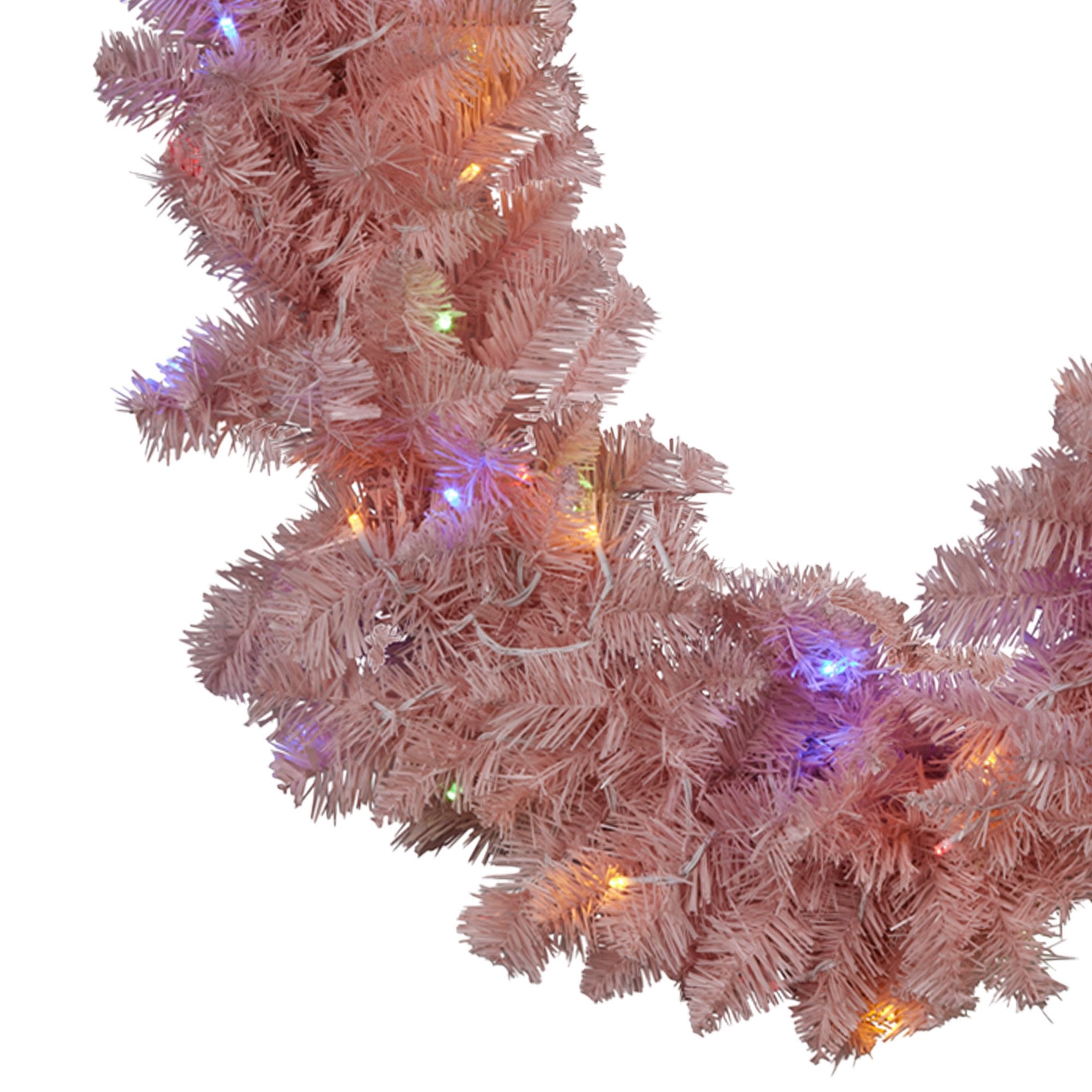2.7M Pink Christmas Garland with 100 LED Lights