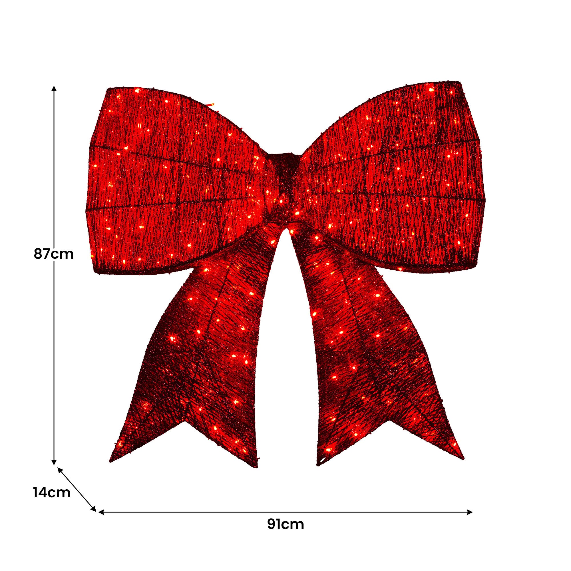 91CM Christmas Bow Motif Light Display – 220 Red LED Lights