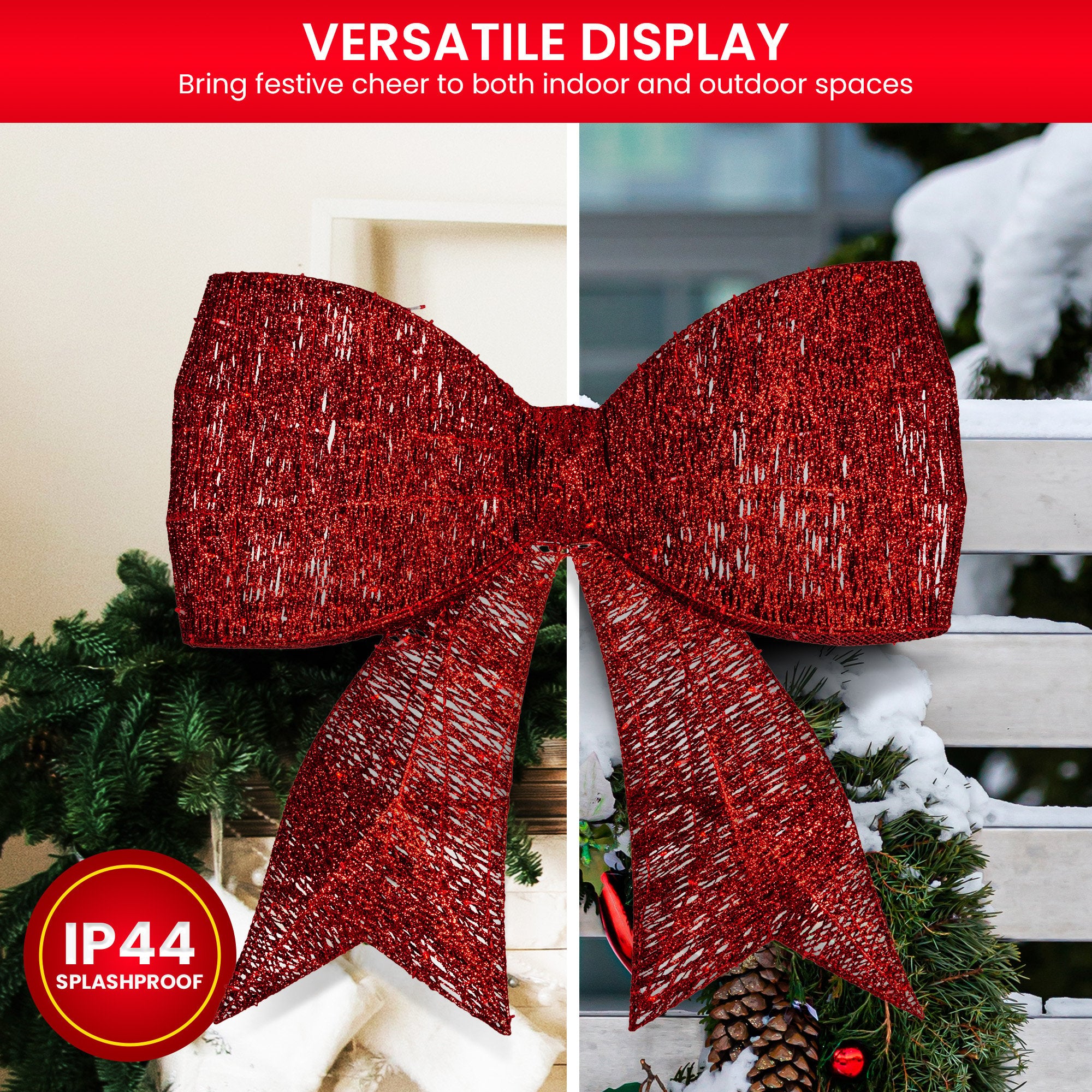 91CM Christmas Bow Motif Light Display – 220 Red LED Lights