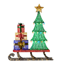 183CM Pre-Lit Christmas Sled Display with Tree & Presents
