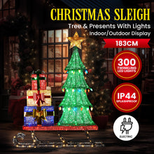 183CM Pre-Lit Christmas Sled Display with Tree & Presents